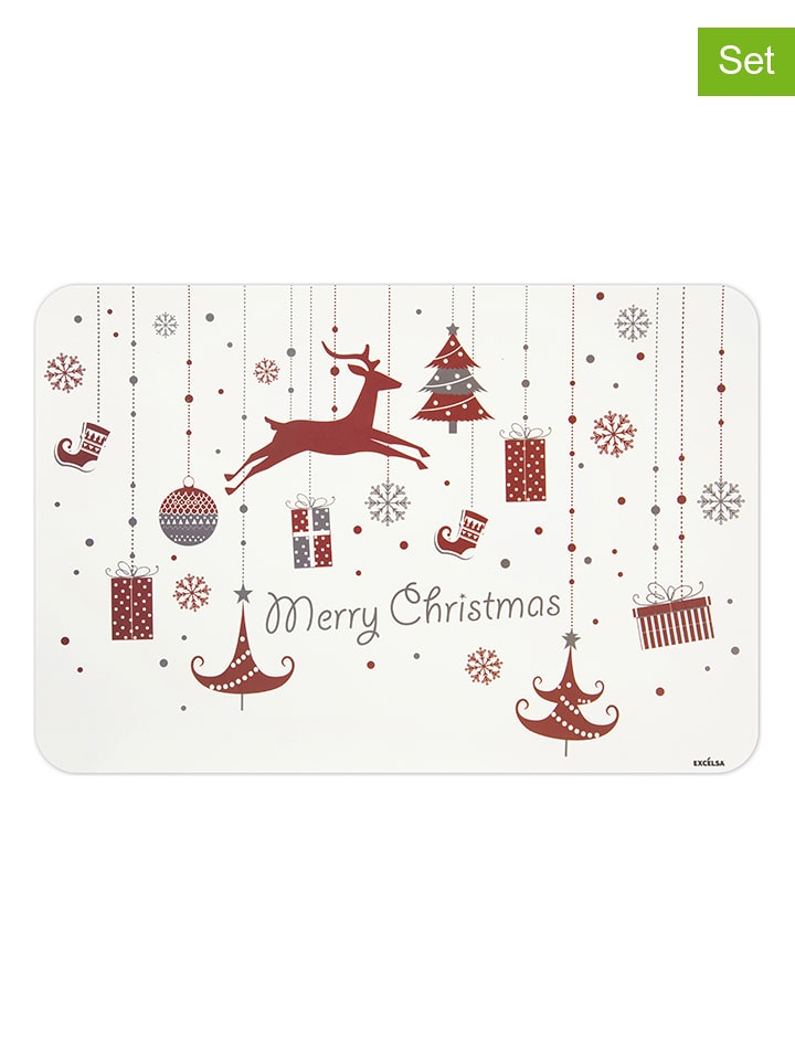 Trendy Kitchen by EXCÉLSA Podkładki stołowe (6 szt.) w kolorze biało-czerwonym - 43 x 28,5 cm rozmiar: onesize