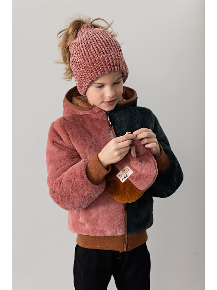 NONO Kurtka polarowa "NoNo Braz" w kolorze zielono-jasnoróżowym rozmiar: 146/152