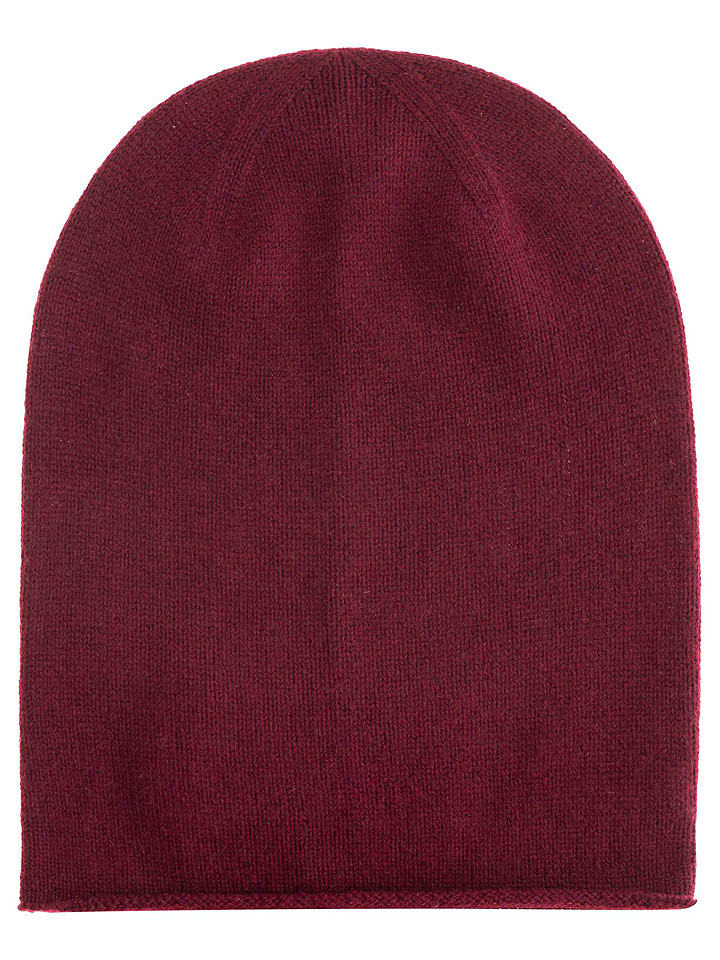 Zwillingsherz Kaszmirowa czapka beanie w kolorze bordowym rozmiar: onesize