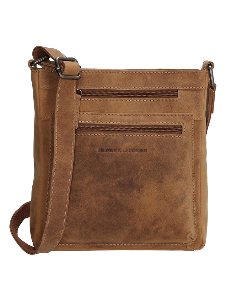 HIDE & STITCHES Skórzana torebka w kolorze jasnobrązowym - 21 x 23 x 6 cm rozmiar: onesize