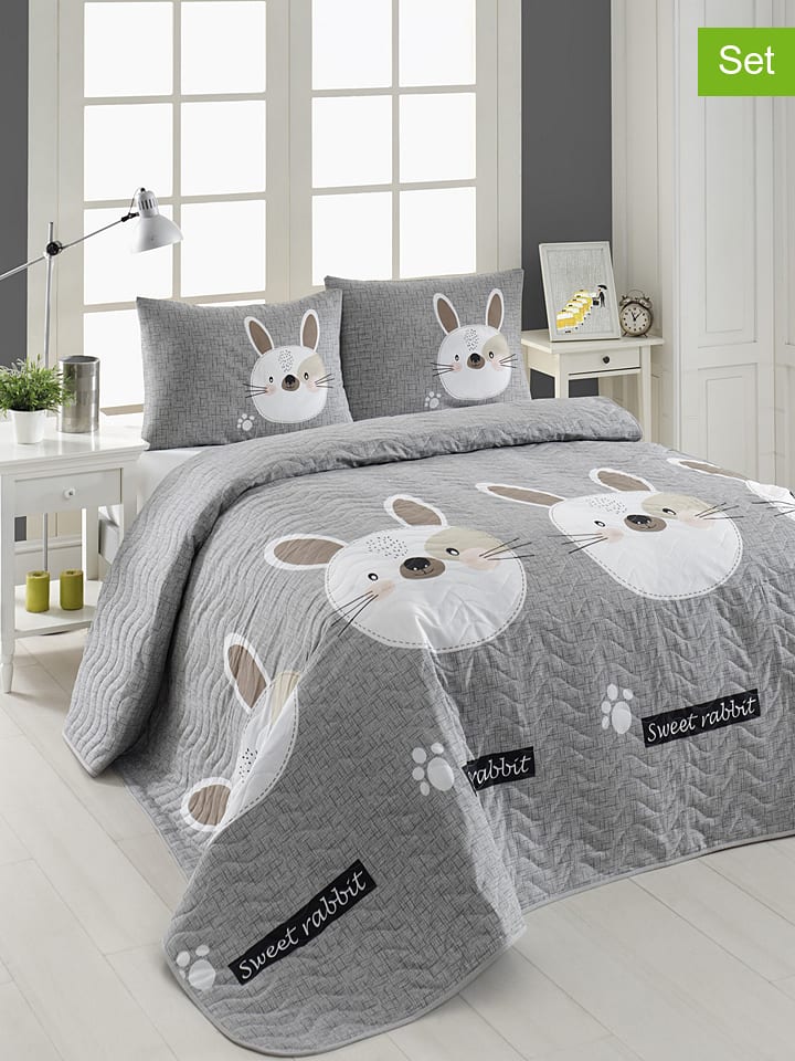 Colorful Cotton 3-częściowy zestaw "Tavsancik" w kolorze szarym rozmiar: 240x220 cm