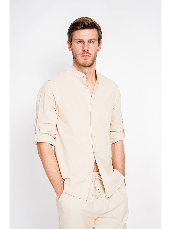 Secret du Lin Lniana koszula w kolorze kremowym rozmiar: 44