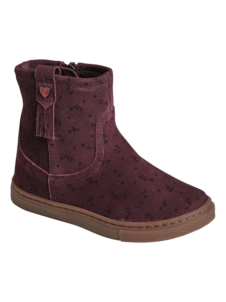 vertbaudet Skórzane botki w kolorze bordowym rozmiar: 27