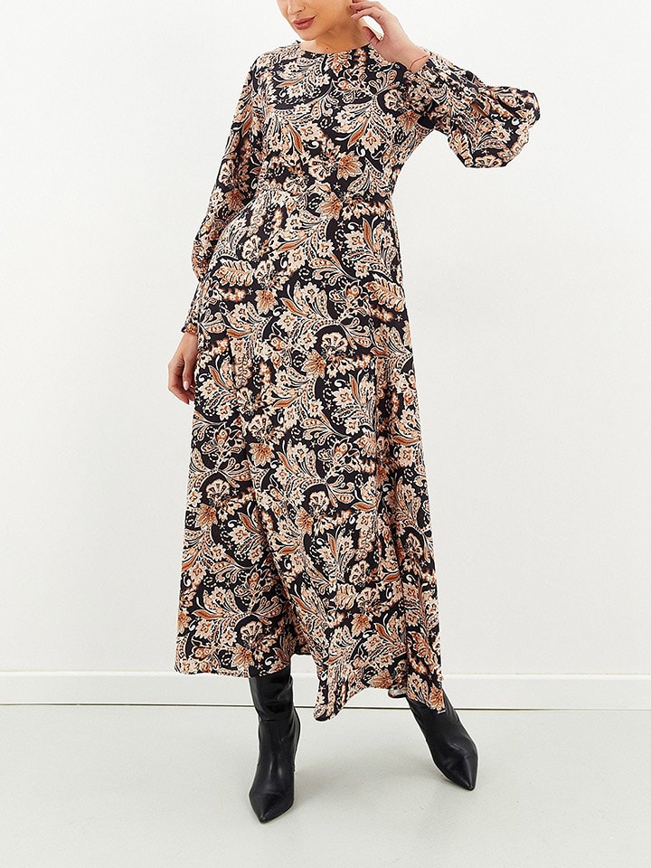 Milan Kiss Sukienka w kolorze beżowo-czarnym rozmiar: M