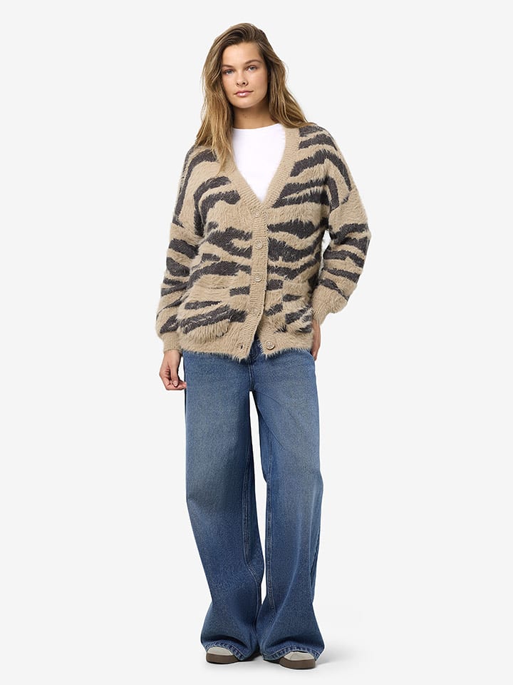 Noisy may Kardigan w kolorze beżowo-czarnym rozmiar: M