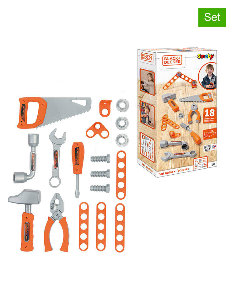 Smoby Zestaw narzędzi "Black+Decker" w kolorze szaro-pomarańczowym - 3+ rozmiar: onesize