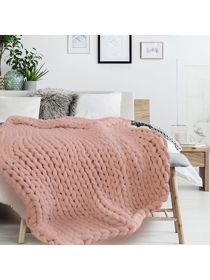 THE HOME DECO FACTORY Pled w kolorze szaroróżowym - 150 x 120 cm rozmiar: onesize