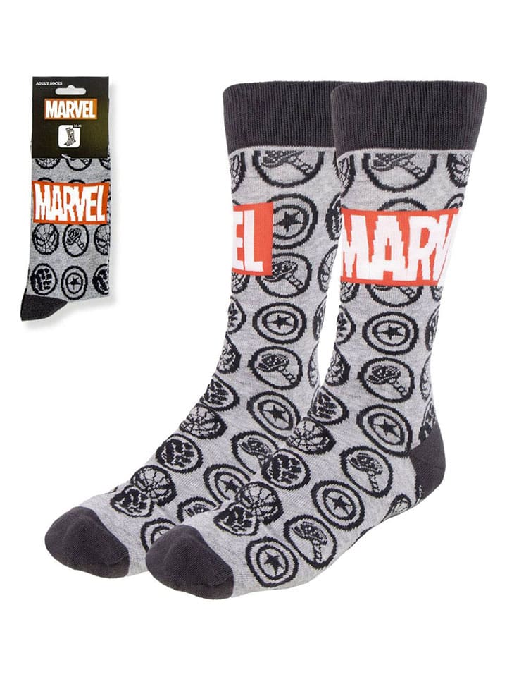 Lucky Socks Skarpety antypoślizgowe "Marvel" w kolorze szaro-pomarańczowym rozmiar: 38-45