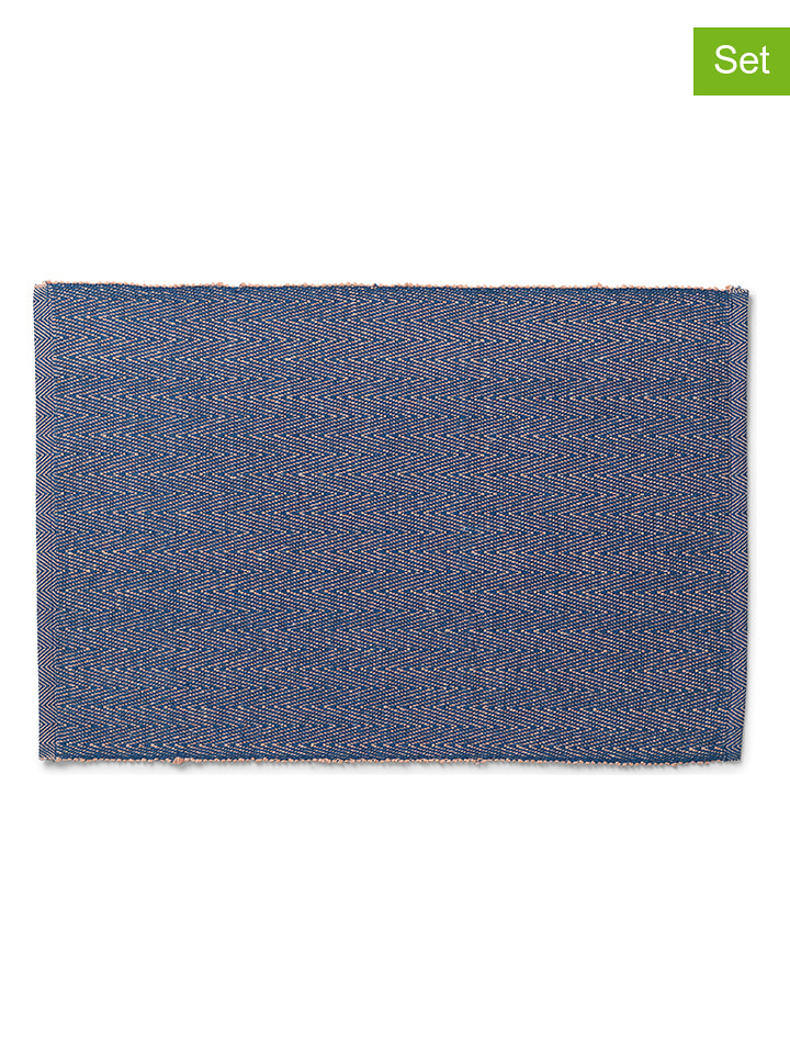 LYNGBY Podkładki stołowe (2 szt.) "Herringbone" w kolorze granatowym - 43 x 30 cm rozmiar: onesize