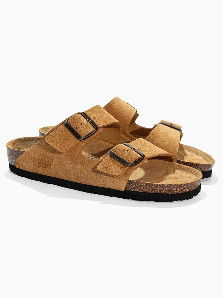 Sunbay Skórzane klapki "Trefle" w kolorze jasnobrązowym rozmiar: 38