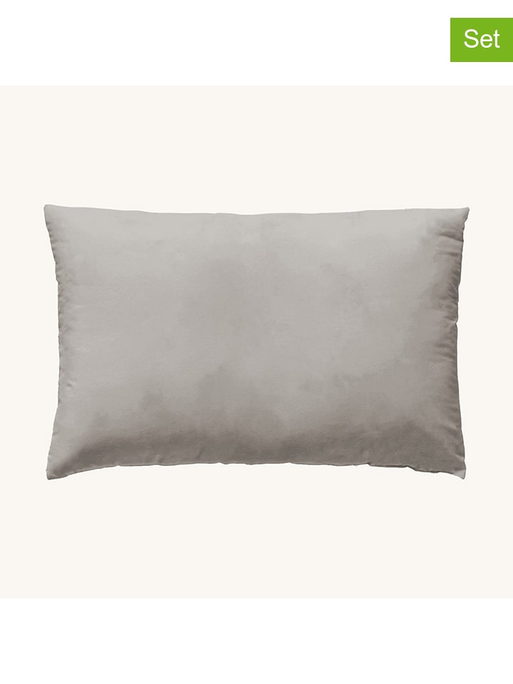 ethere Perkalowe poszewki (2 szt.) "Liso" w kolorze szarym na poduszkę rozmiar: 50x80 cm