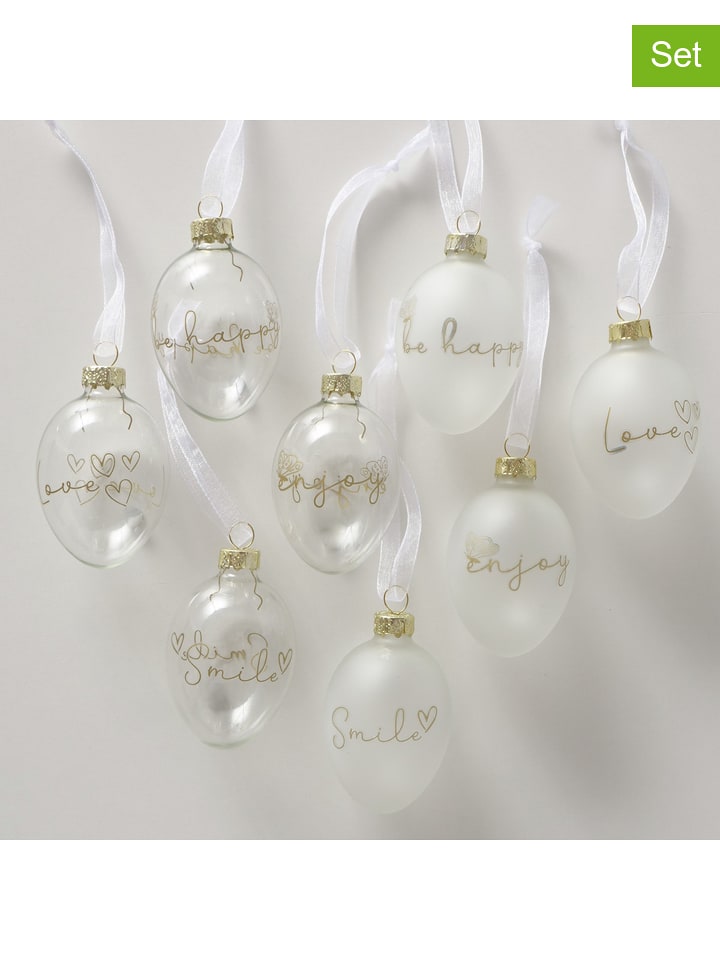 Boltze Zawieszki dekoracyjne (8 szt.) "Davina" w kolorze białym rozmiar: onesize