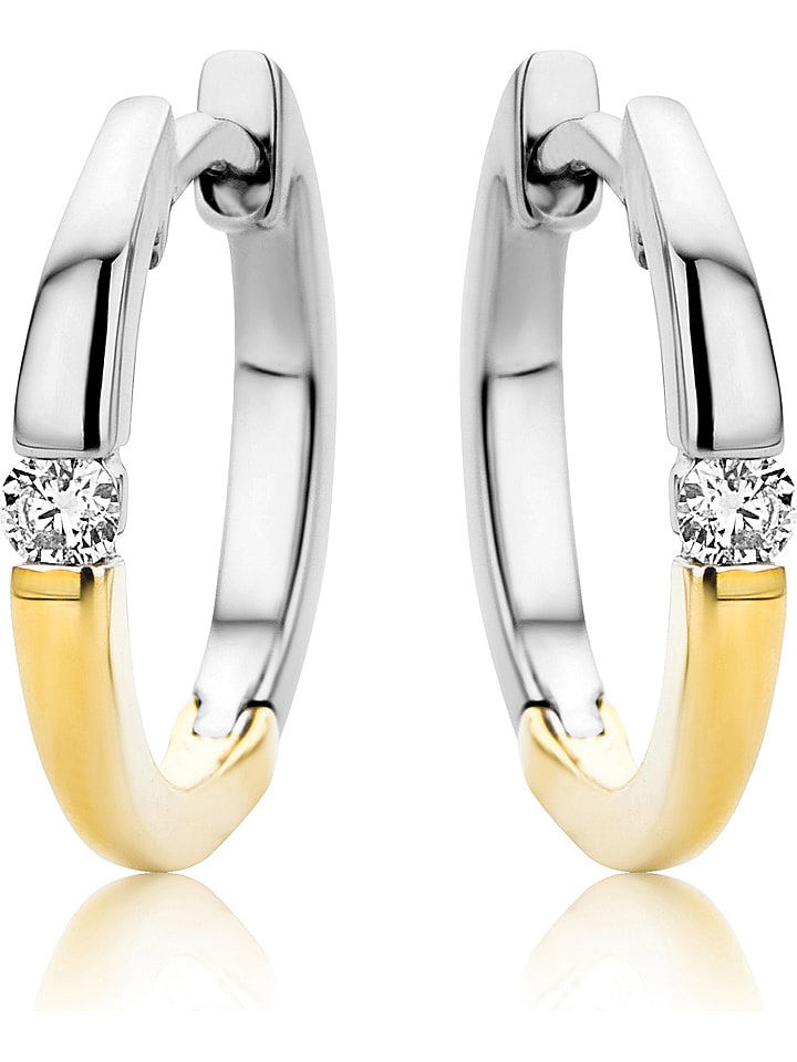 Revoni Złote kolczyki-kreole z diamentami rozmiar: onesize