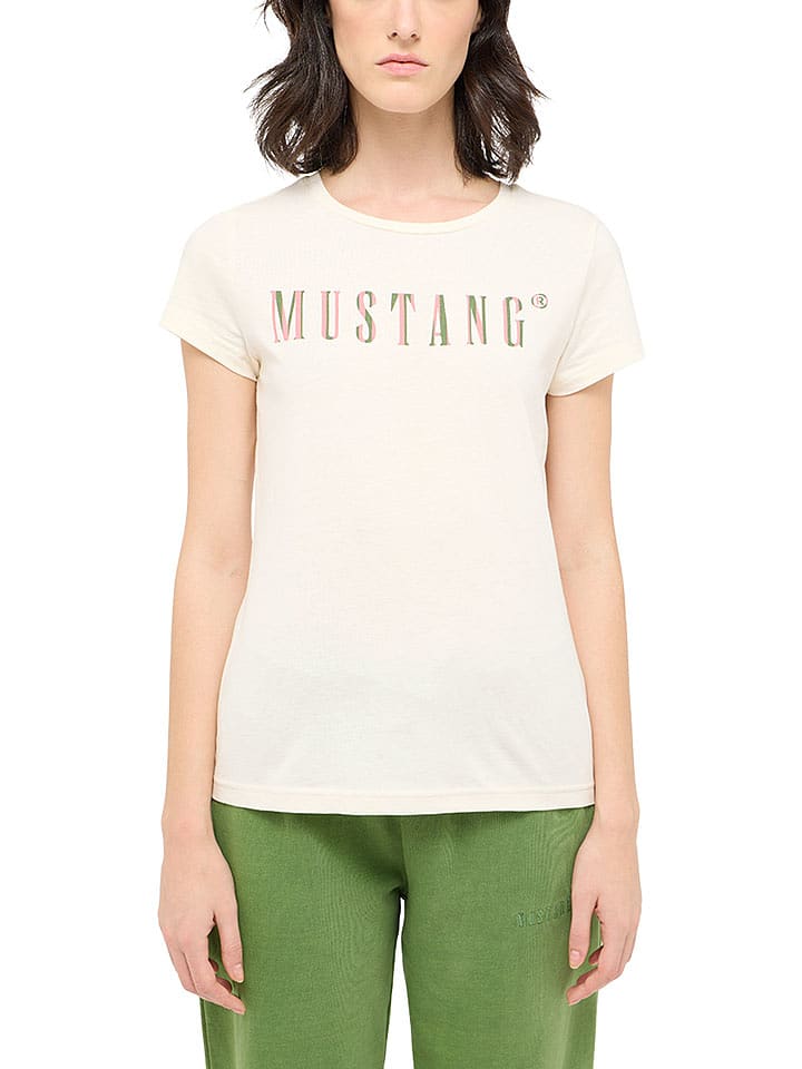 Mustang Koszulka w kolorze kremowym rozmiar: XS