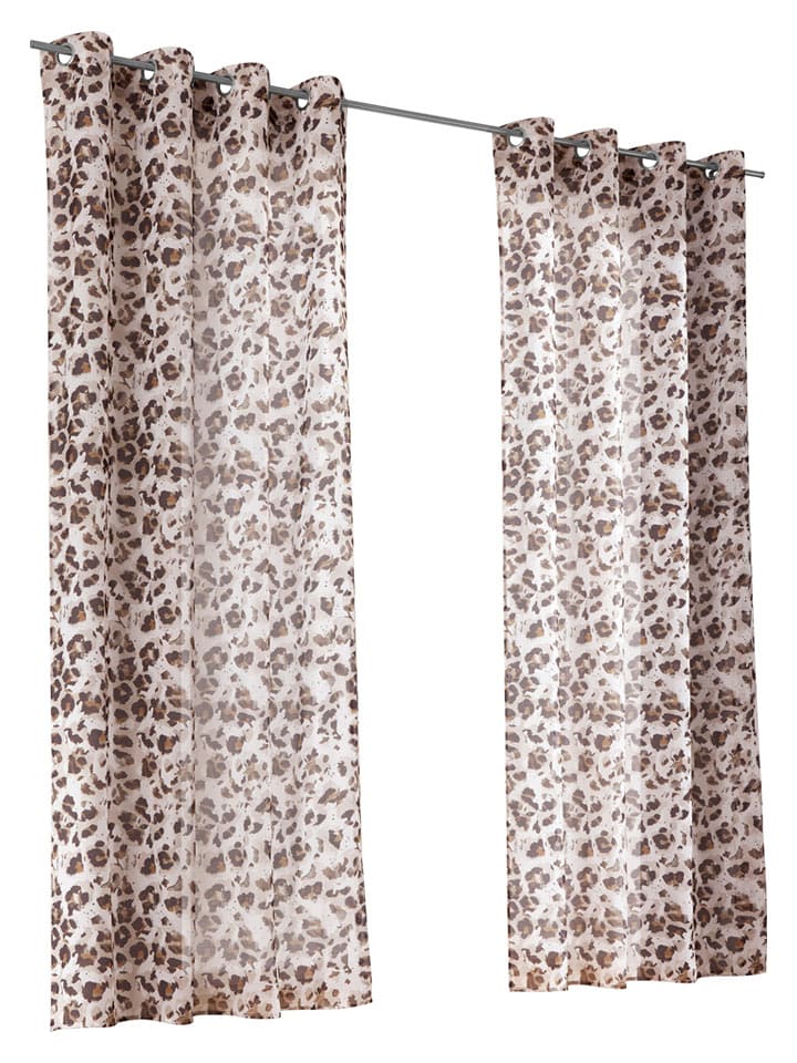 heine home Firanka dekoracyjna w kolorze biało-brązowym rozmiar: 145x135 cm