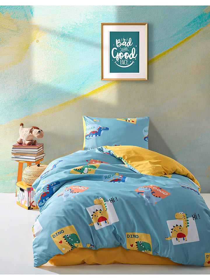 Elizabed Komplet pościeli w kolorze błękitno-żółtym rozmiar: 155x220 cm