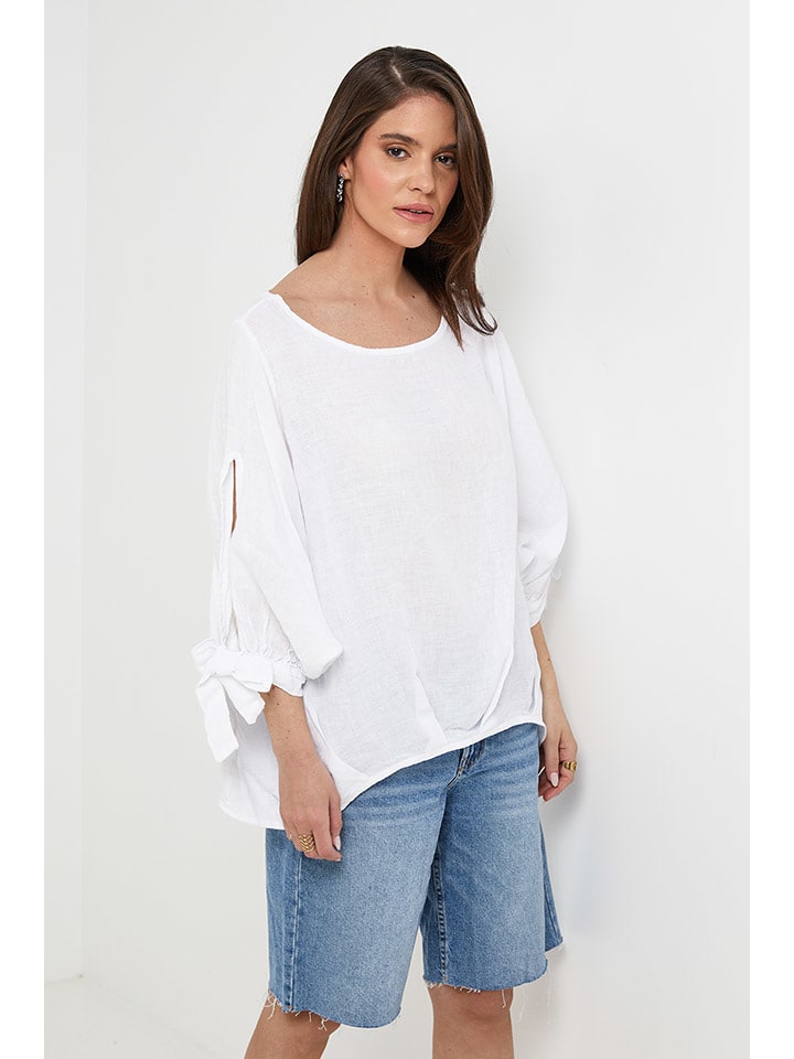 Rodier Lin Lniana bluzka w kolorze białym rozmiar: M/L