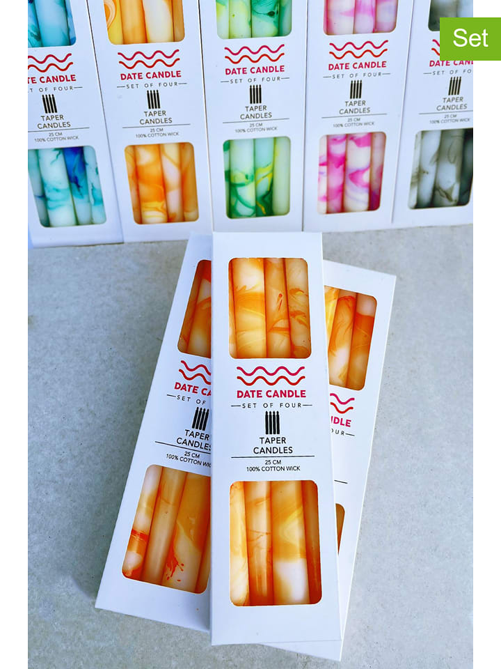 Lucky Bees Świece (4 szt.) w kolorze pomarańczowo-białym - 4x 65 g rozmiar: onesize