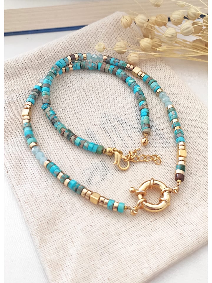 atelier MIU Pozłacany naszyjnik z turkusami - dł. 45 cm rozmiar: onesize