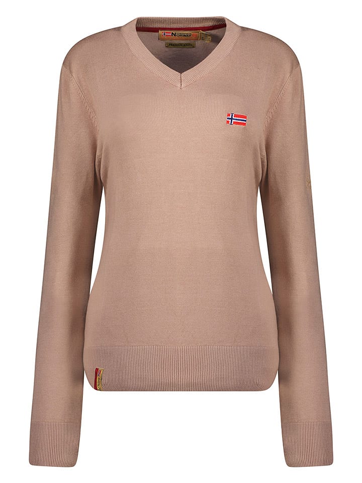 Geographical Norway Sweter "Falonne" w kolorze jasnobrązowym rozmiar: XL