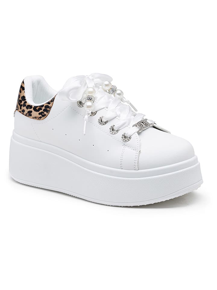 Foreverfolie Sneakersy w kolorze biało-brązowym rozmiar: 40