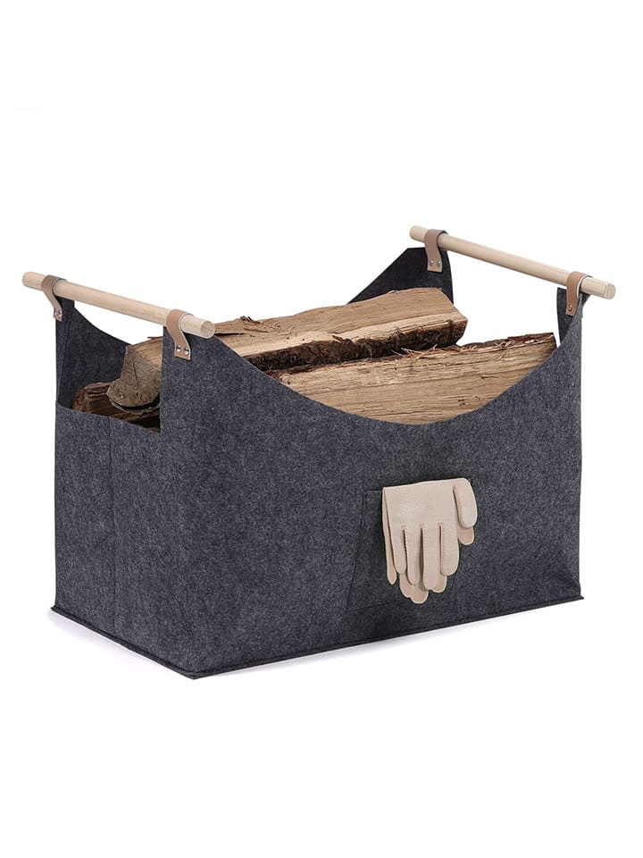 IDOMYA Essentials Kosz w kolorze szarym na drewno opałowe - 55 x 40 x 32 cm rozmiar: onesize