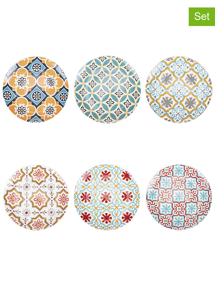 Villa d´Este Talerze (6 szt.) "Valladolid" ze wzorem na owoce - Ø 21,5 cm rozmiar: onesize