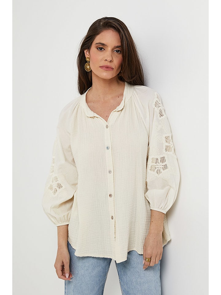 Rodier Lin Lniana bluzka w kolorze kremowym rozmiar: M/L