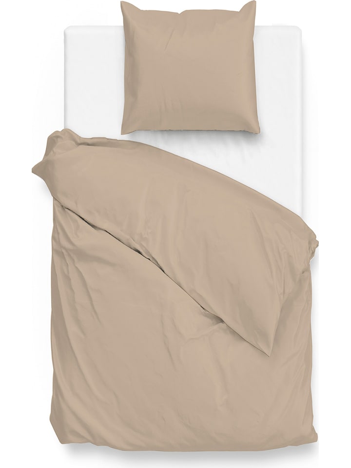 Zo!Home Komplet pościeli "Satinado" w kolorze beżowym z mako-satyny rozmiar: 155x220 cm