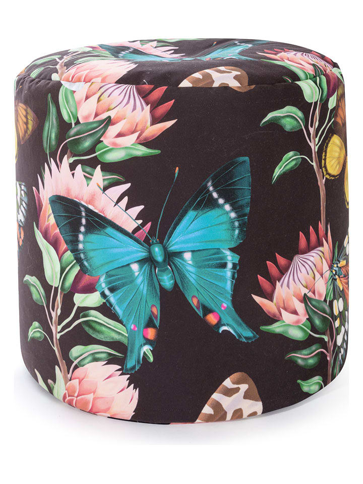 Magma Heimtex Puf "Nachtfalter" w kolorze czarnym ze wzorem - wys. 50 cm rozmiar: onesize