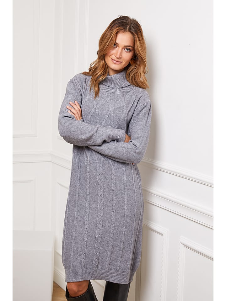 Joséfine Sukienka dzianinowa "Felicidad" w kolorze szarym rozmiar: M
