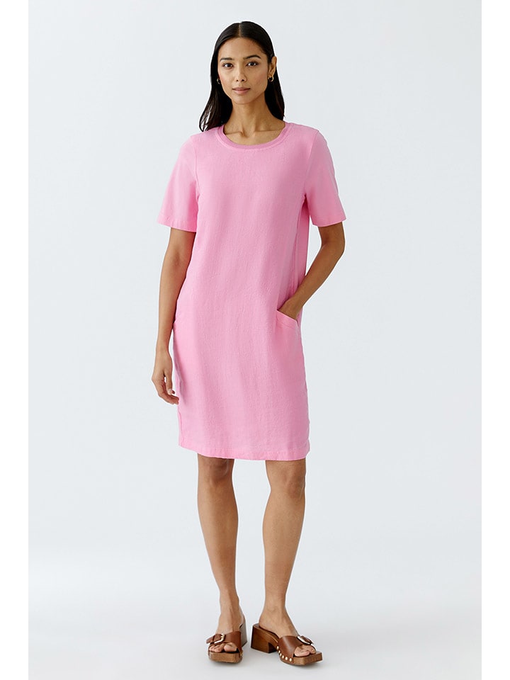 Oui Lniana sukienka w kolorze jasnoróżowym rozmiar: 46