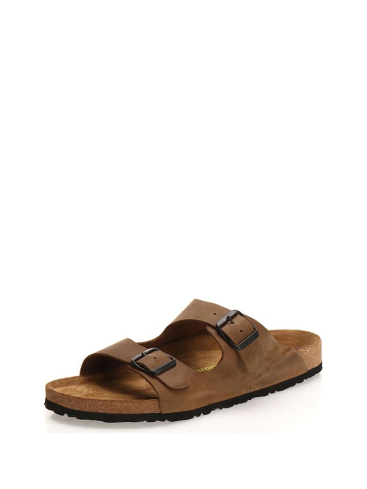 Comfortfusse Skórzane klapki w kolorze jasnobrązowym rozmiar: 40