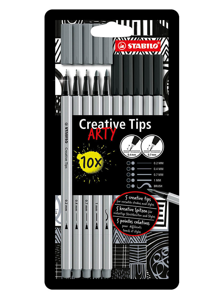 STABILO Cienkopisy (10 szt.) "STABILO Creative Tips ARTY" w kolorze szarym rozmiar: onesize