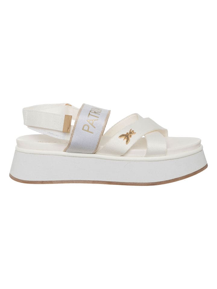 Patrizia Pepe Skórzane sandały w kolorze białym na obcasie rozmiar: 40