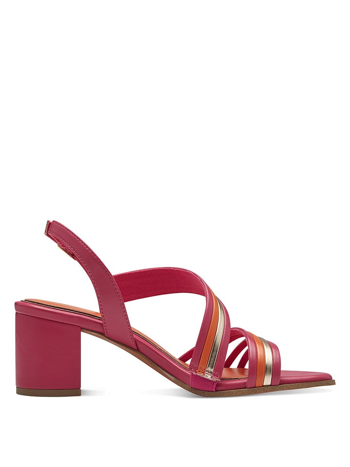 Marco Tozzi Sandały w kolorze różowym ze wzorem na obcasie rozmiar: 38