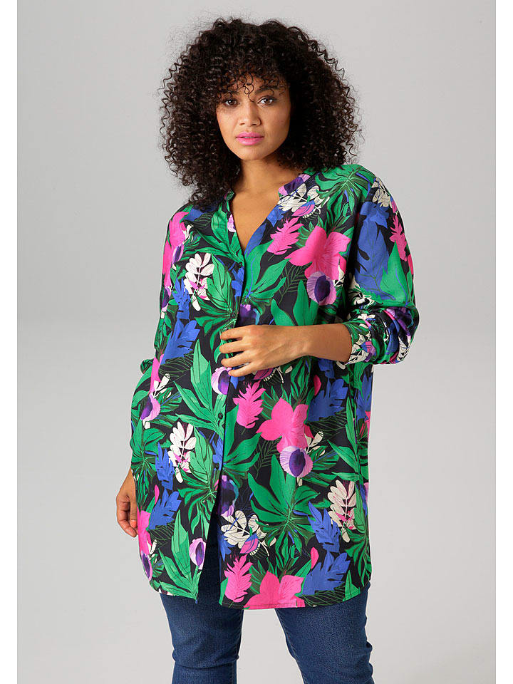 Aniston Bluzka w kolorze zielono-różowo-czarnym rozmiar: 44