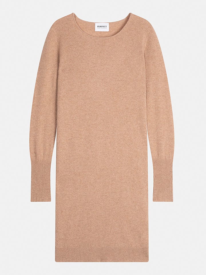 Perfect Cashmere Kaszmirowa sukienka "Joy" w kolorze jasnobrązowym rozmiar: L