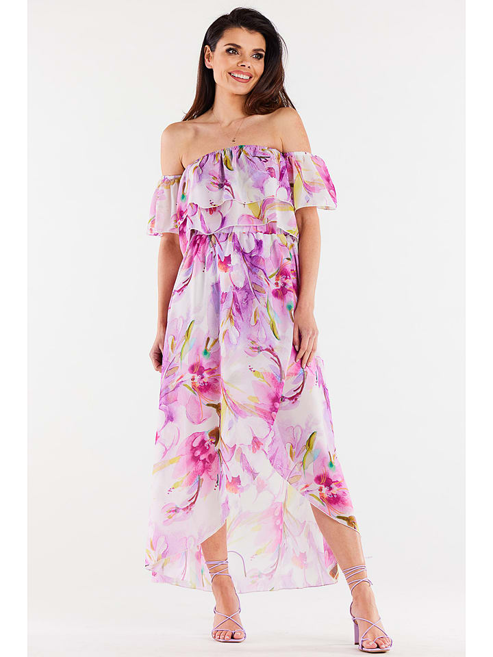 Awama Sukienka w kolorze biało-różowym rozmiar: L/XL