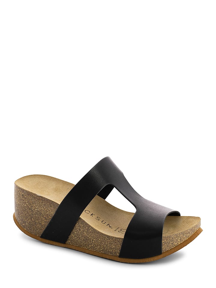 BACKSUN Klapki "Jonava" w kolorze czarnym na koturnie rozmiar: 40