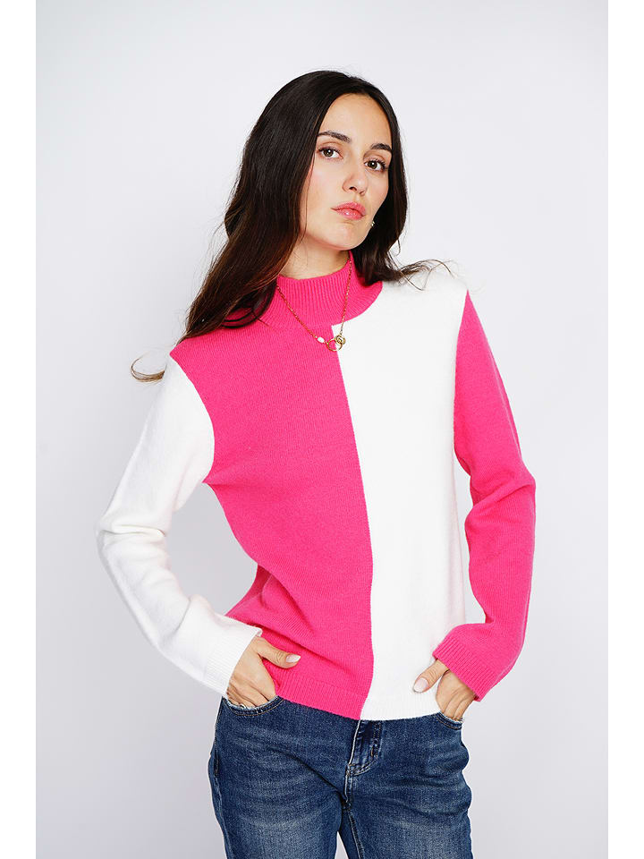 ASSUILI Sweter w kolorze różowo-białym rozmiar: 38