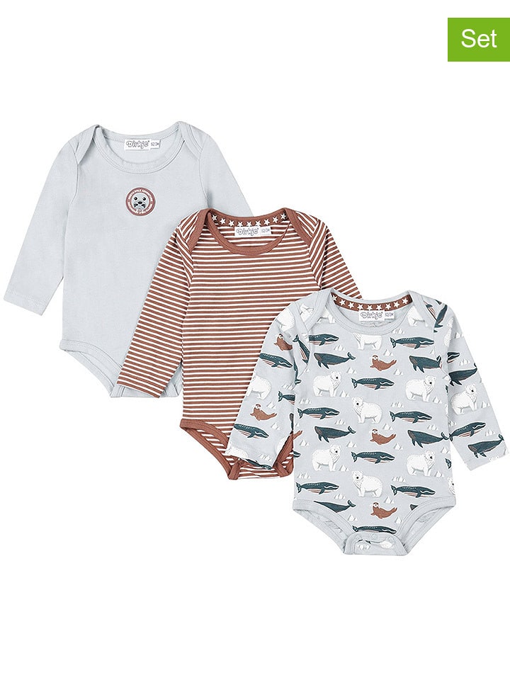 Dirkje Body (3 szt.) w kolorze jasnobrązowo-błękitnym rozmiar: 80