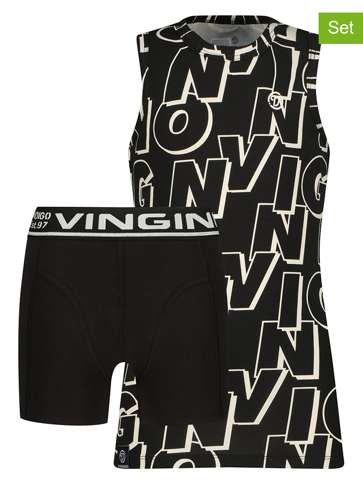 Vingino 2-częściowy zestaw bielizny "Logo" w kolorze czarnym rozmiar: 98/104