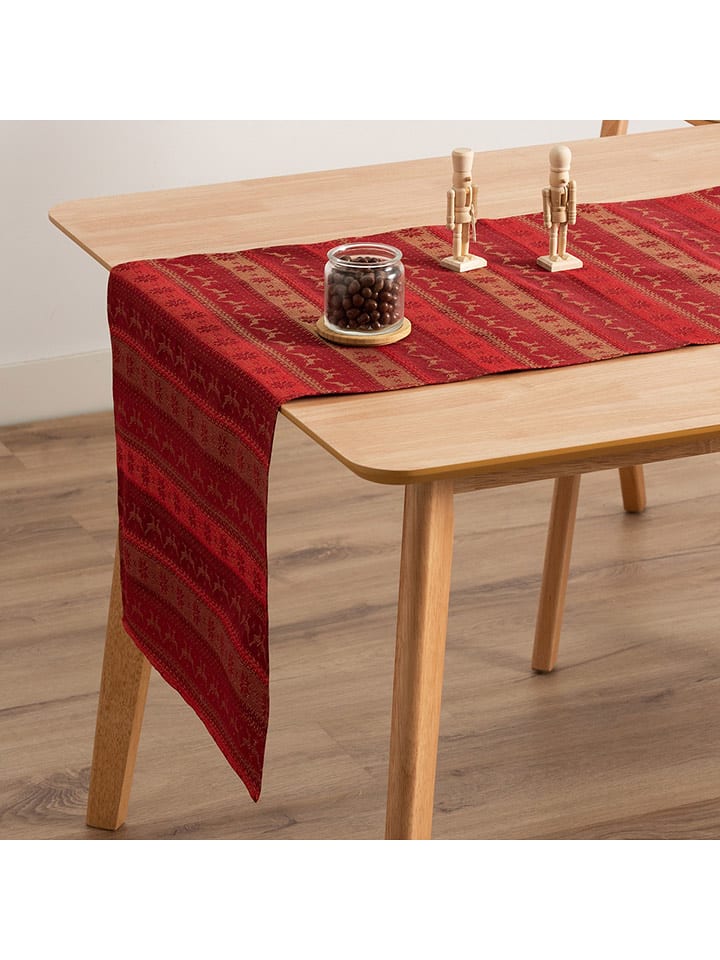 GAMUSI Bieżnik "Ribbon" w kolorze złoto-czerwonym rozmiar: 45x135 cm