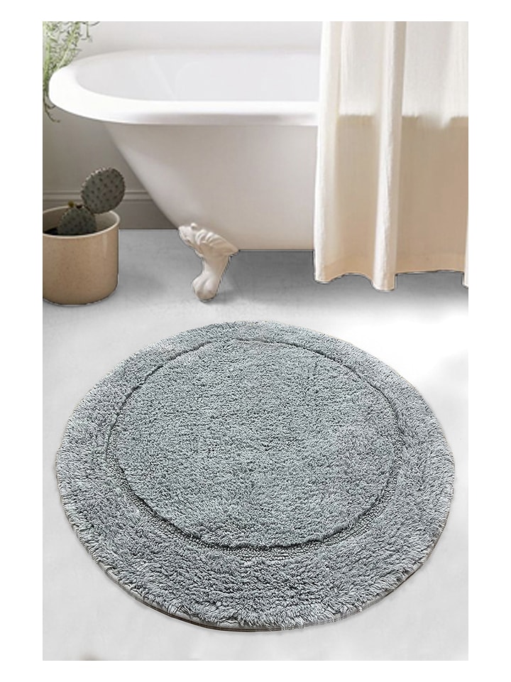 Colorful Cotton Dywanik łazienkowy w kolorze szarym rozmiar: 90x90 cm