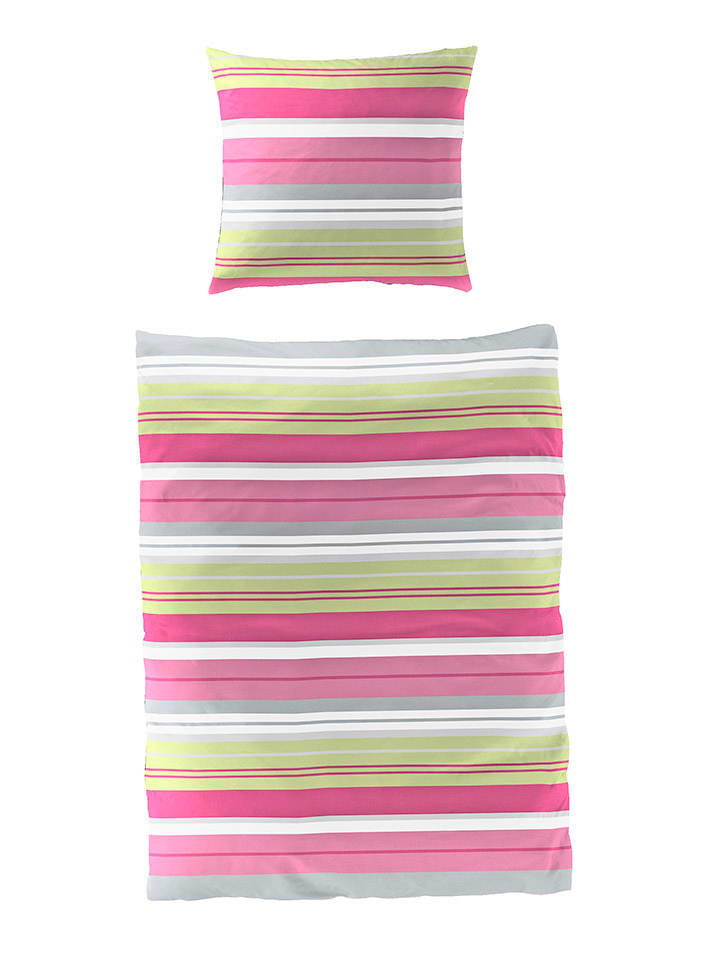 Bierbaum Komplet pościeli w kolorze różowo-zielonym z kory rozmiar: 135x200 cm