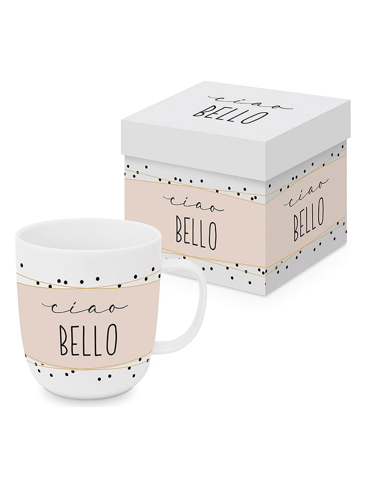 ppd Kubek jumbo "Ciao Bello" w kolorze biało-jasnoróżowym - 400 ml rozmiar: onesize