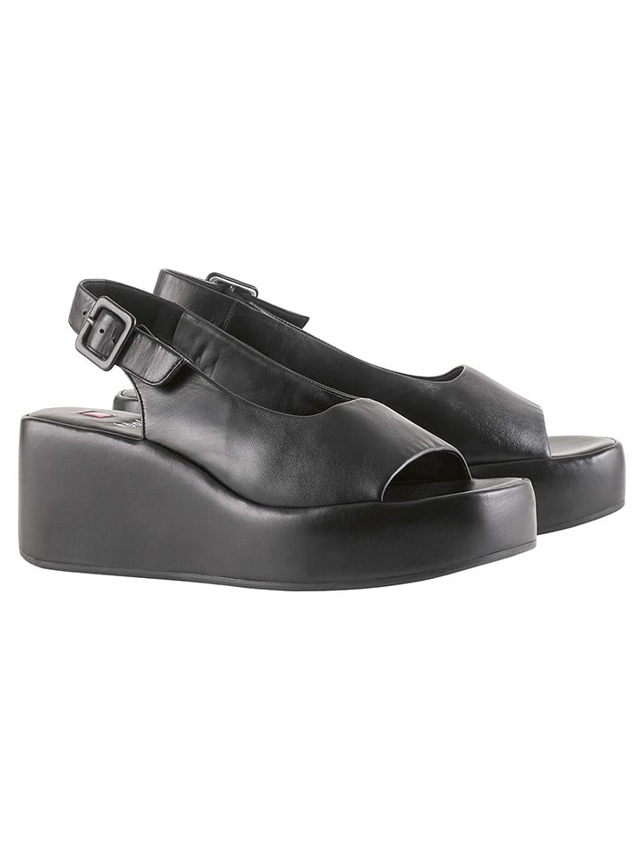 Högl Skórzane sandały w kolorze czarnym na koturnie rozmiar: 38