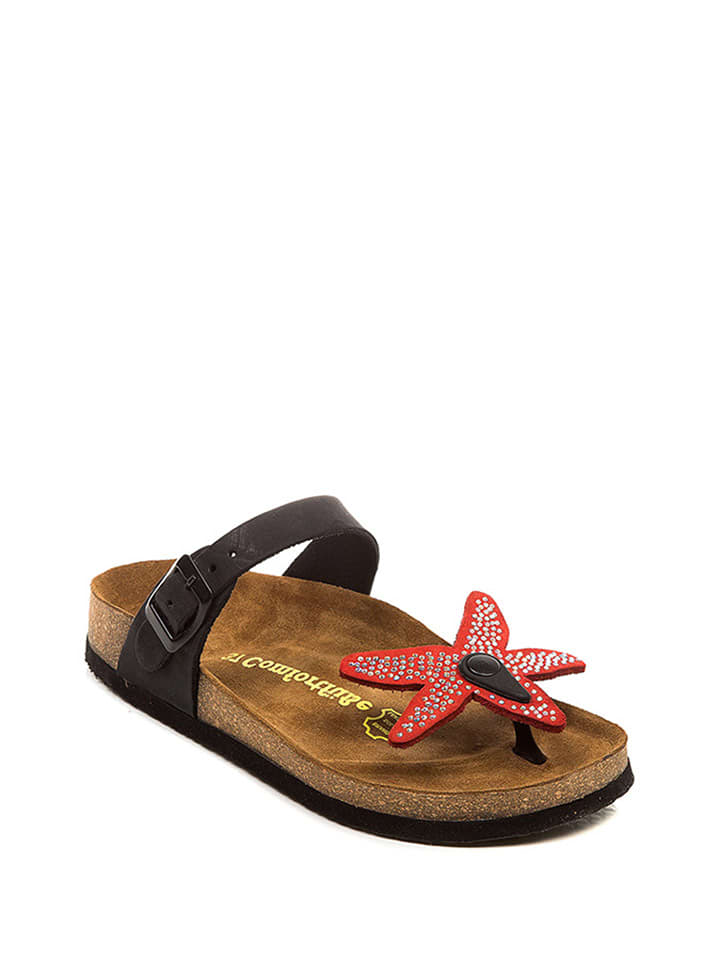 Comfortfusse Skórzane japonki w kolorze czarno-czerwonym rozmiar: 38