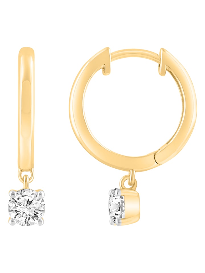 Diamonds lab grown Złote kolczyki-kreole z diamentami rozmiar: onesize